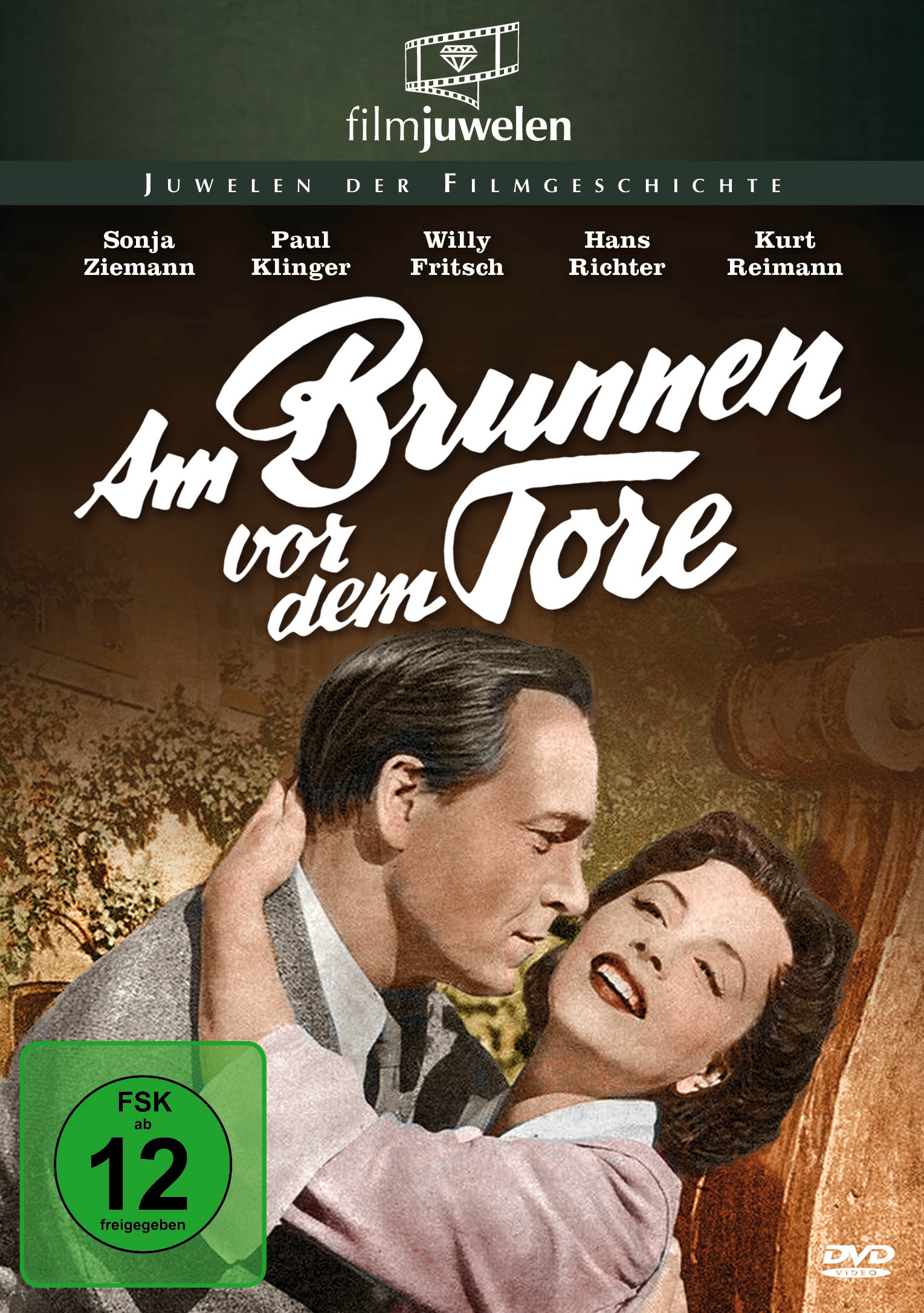 DVD-Cover mit küssenden Personen, betitelt 'Am Brunnen vor dem Tore'. Etwas Text ist auf Deutsch.