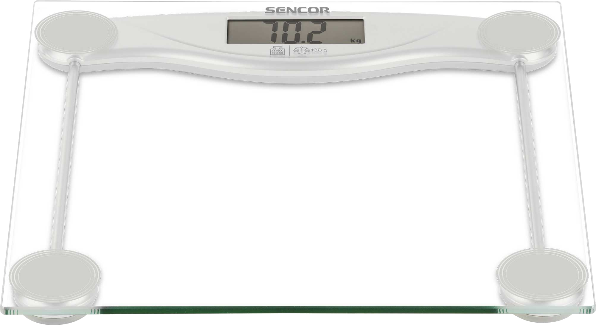 Fehér digitális fürdőszobai mérleg, 70.2 kg, átlátszó üvegfelület.