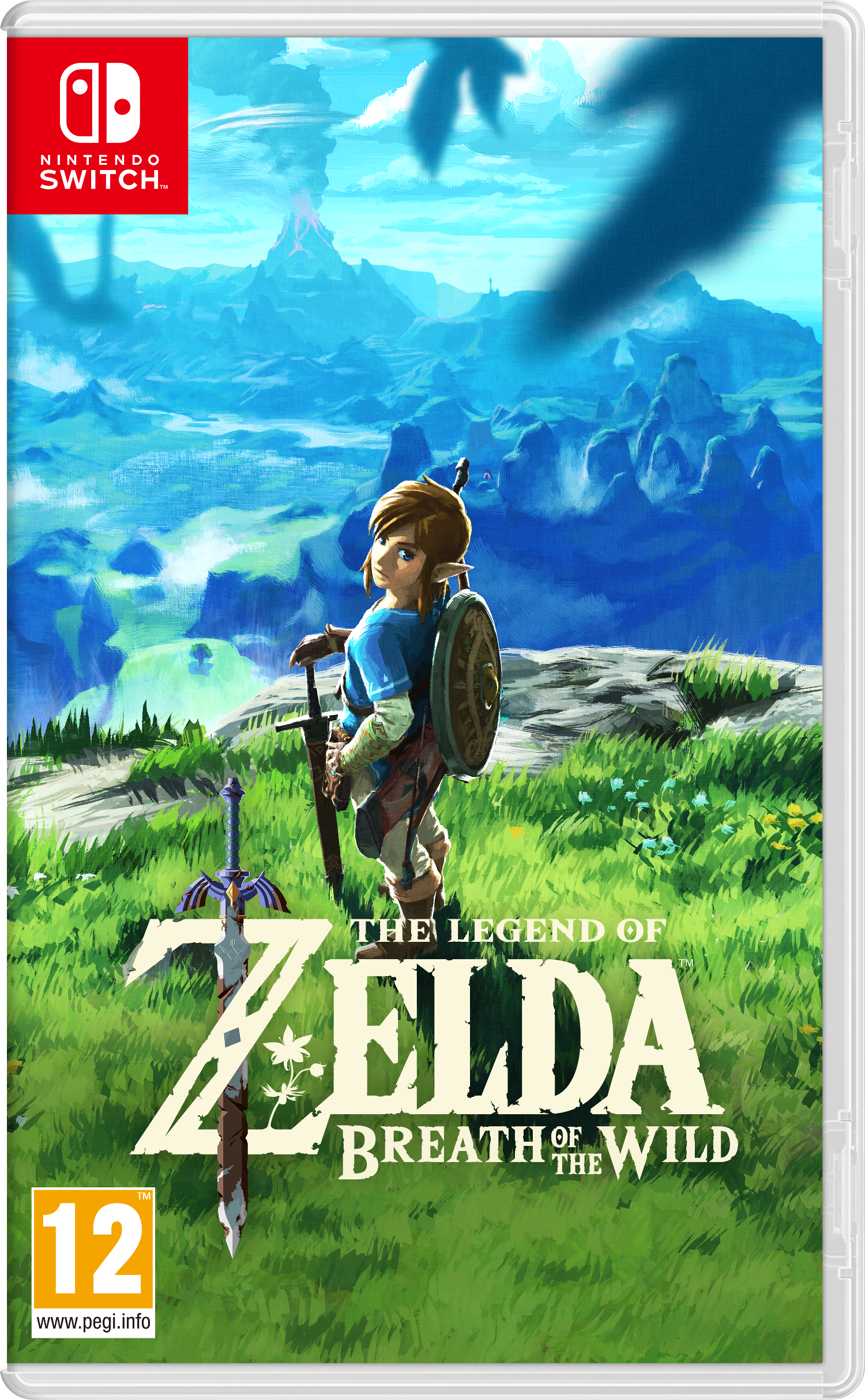 The Legend of Zelda: Breath of the Wild Nintendo Switch oyun kapağı. Bir karakter tarlada duruyor.