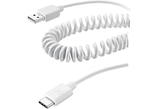 CELLULAR-LINE USB-kabel USB-A naar USB-C 1.2 m opgerold, wit