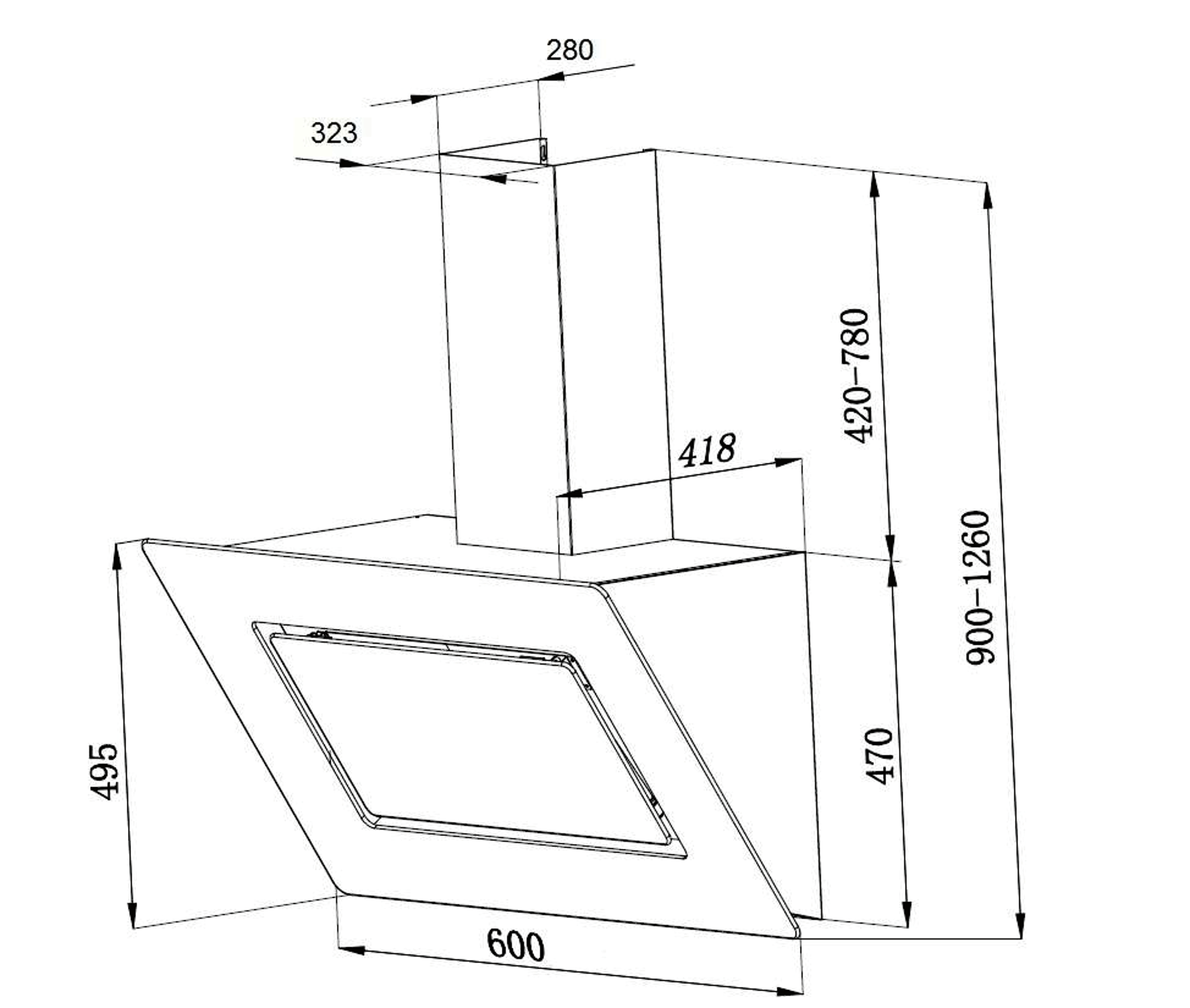 RESPEKTA CH 99040-60 W, Dunstabzugshaube (600 mm breit, 423 mm tief)