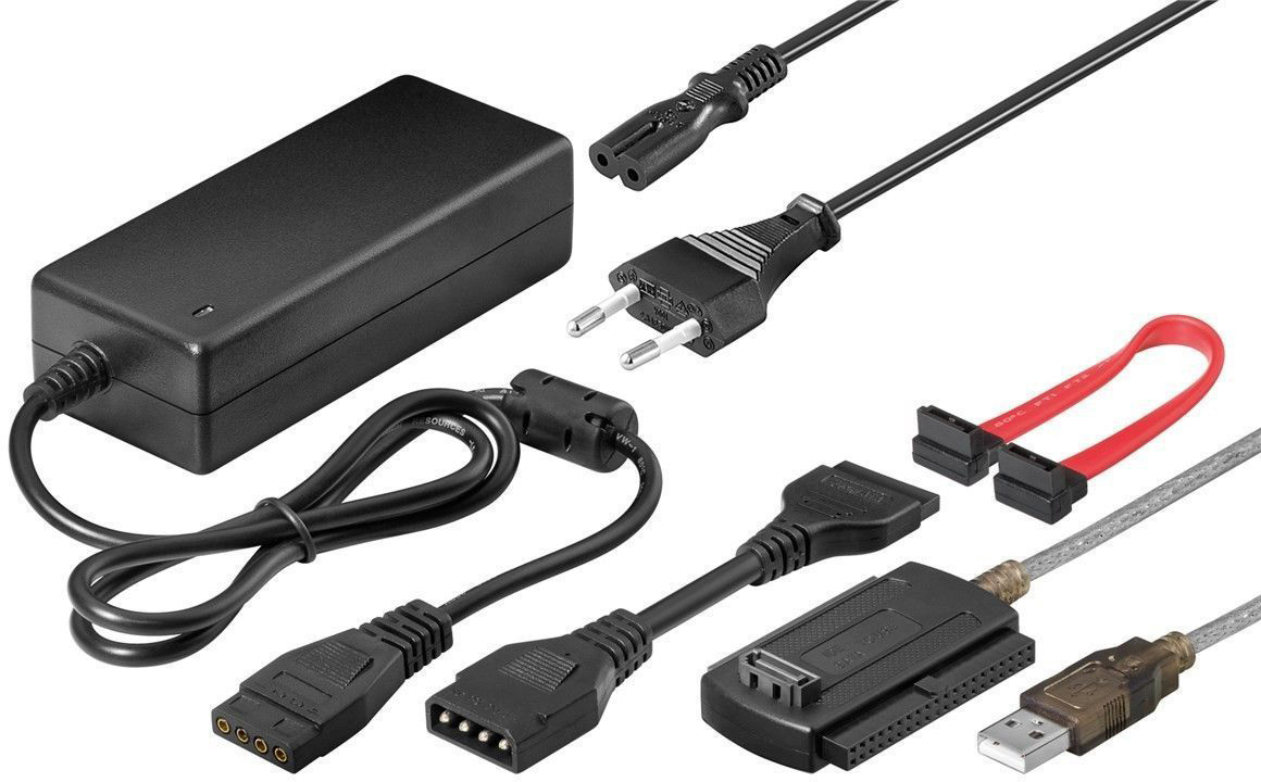 GOOBAY IDE, EIDE und SATA 3.5" & 2.5" Festplatten an einen USB 2.0 Anschluss  Adapter-Set, Schwarz