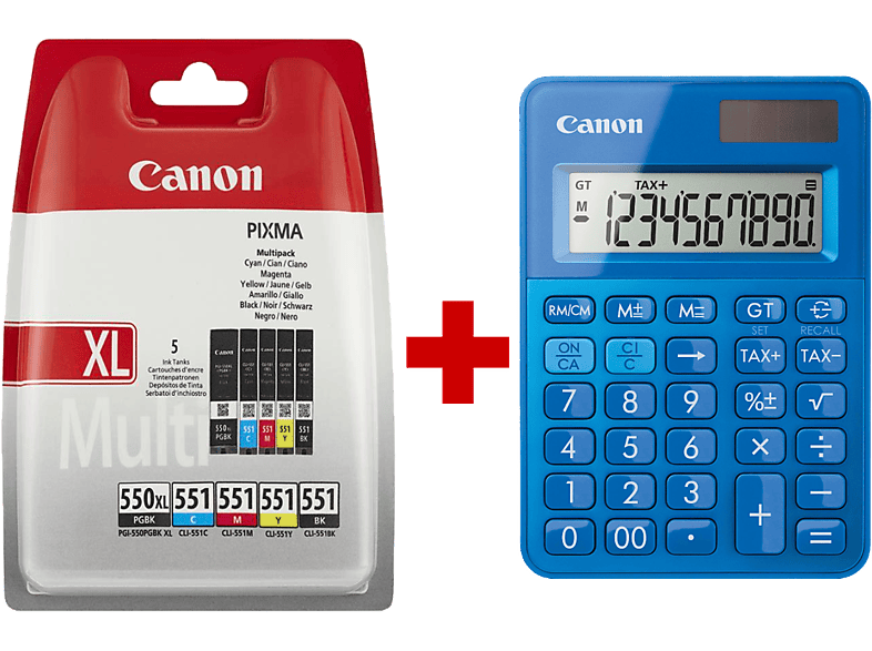 CANON PGI-550XL Pigment zwart + CLI-551 Zwart - Cyaan - Magenta - Geel + Rekenmachine LS-100K