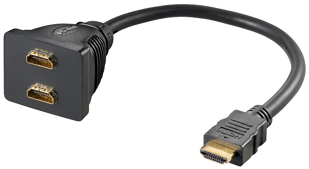 GOOBAY HDMI Switch auf 2 HDMI Buchsen, 0.1 m, Schwarz