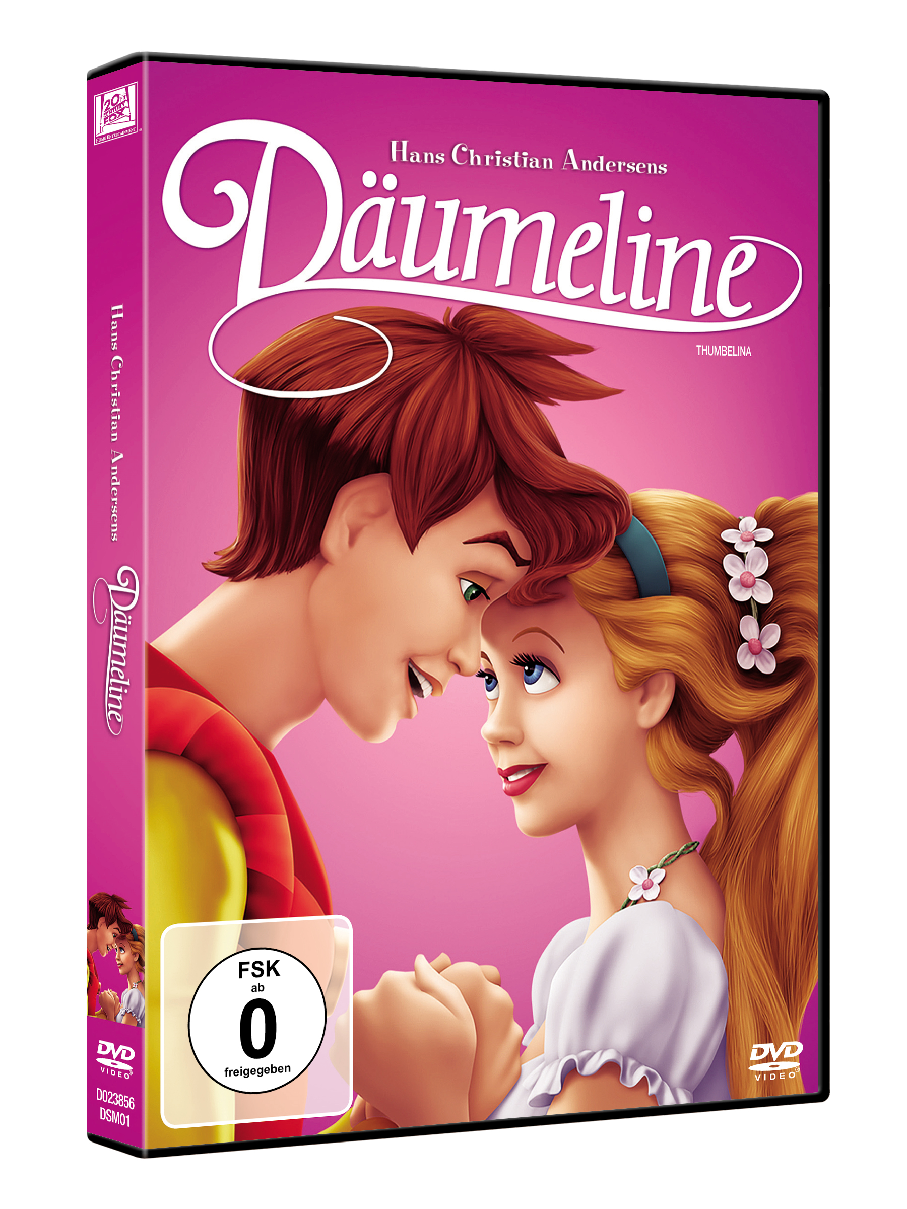 DVD-Cover von 'Däumeline'-Zeichentrickfilm mit Hans Christian Andersens Namen.