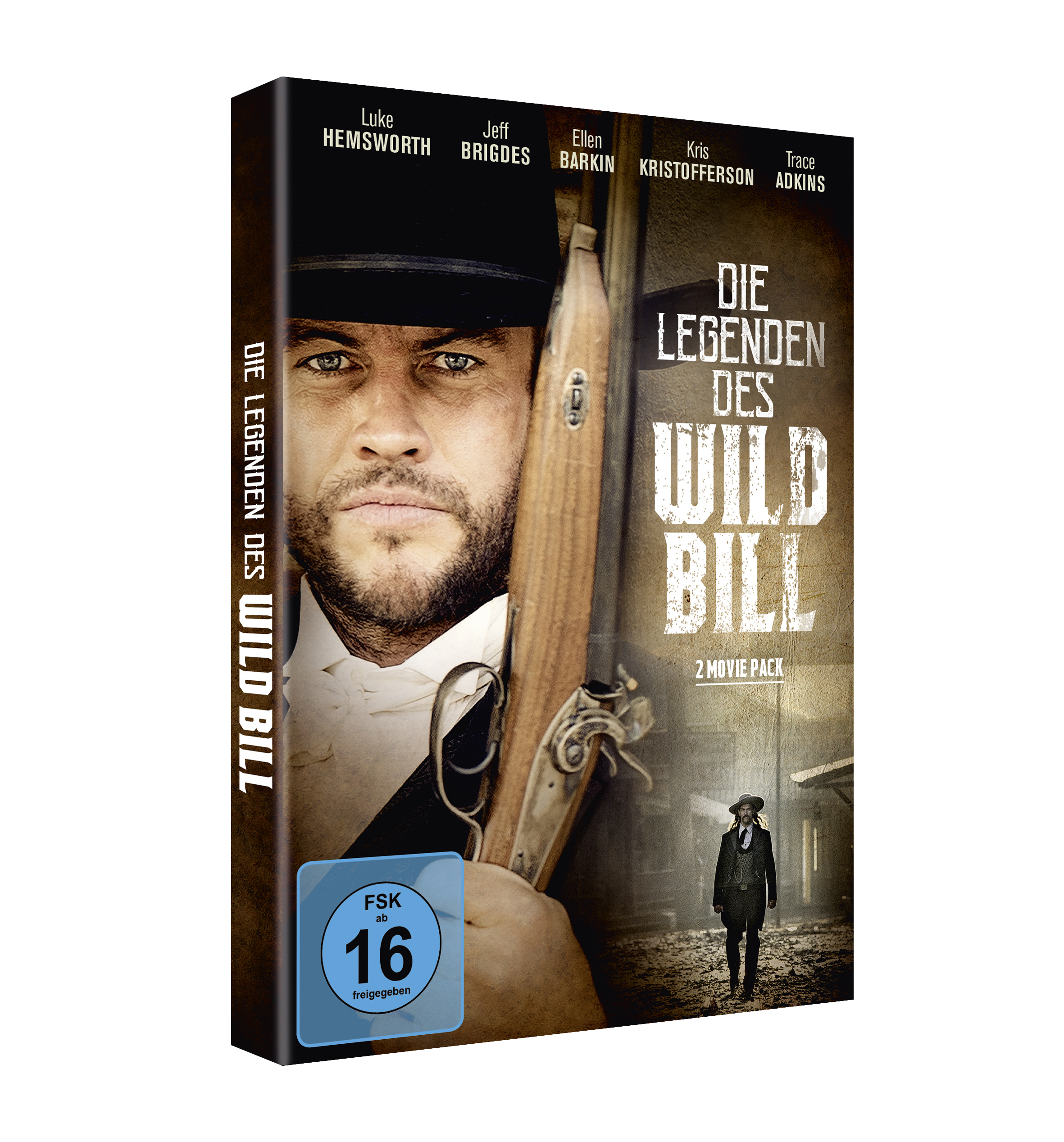 DVD-Hülle: 'Die Legenden des Wild Bill' Filmpaket, mit Schauspielergesicht und Titel.