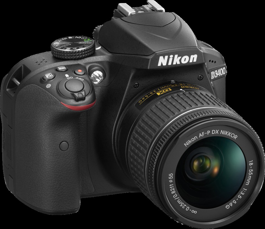 NIKON D3400 Kit Spiegelreflexkamera, 24,2 Megapixel, 18-55 mm Objektiv (AF-P, DX), Schwarz