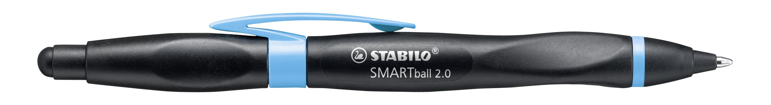 STABILO SMARTball 2.0, Linkshänder Kugelschreiber & Stylus für Tablets & Smartphones Schwarz/Cyan