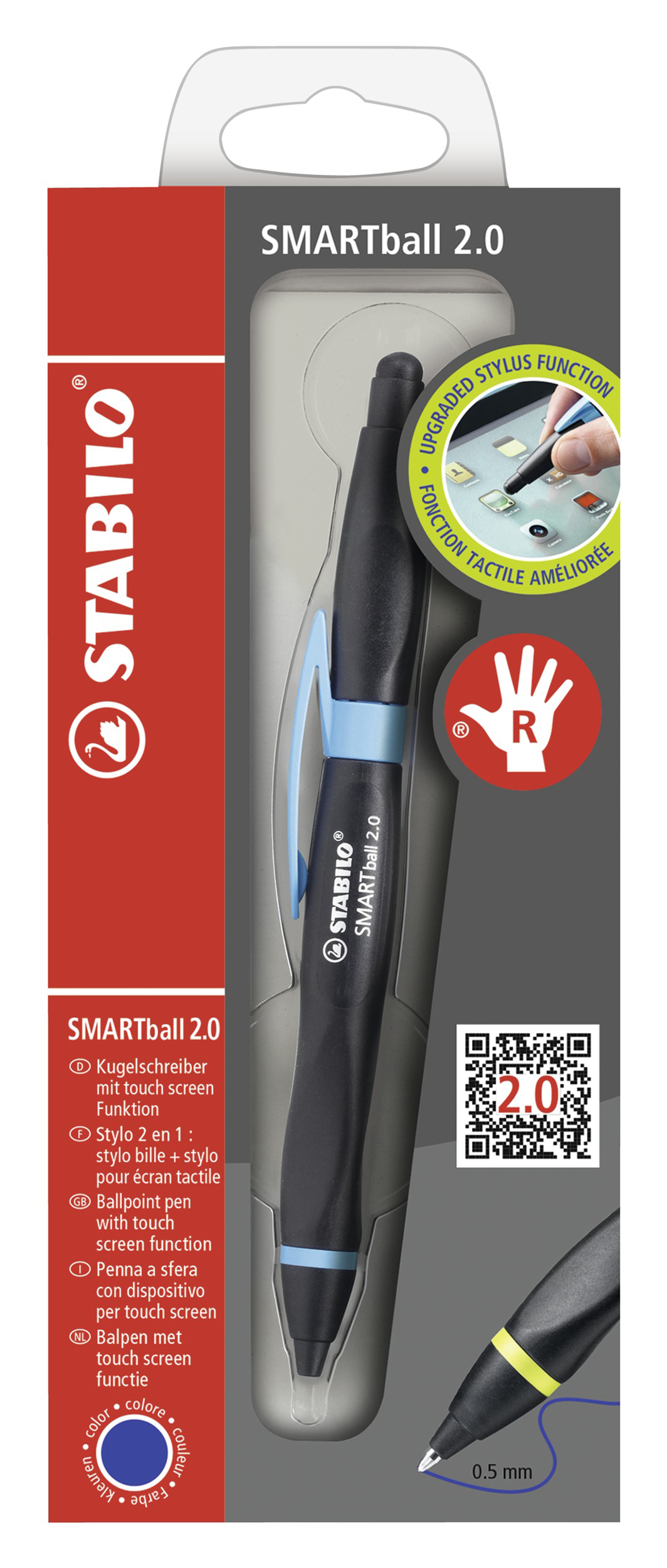 STABILO SMARTball 2.0 Kugelschreiber Schreibfarbe blau, Stiftfarbe schwarz/cyan