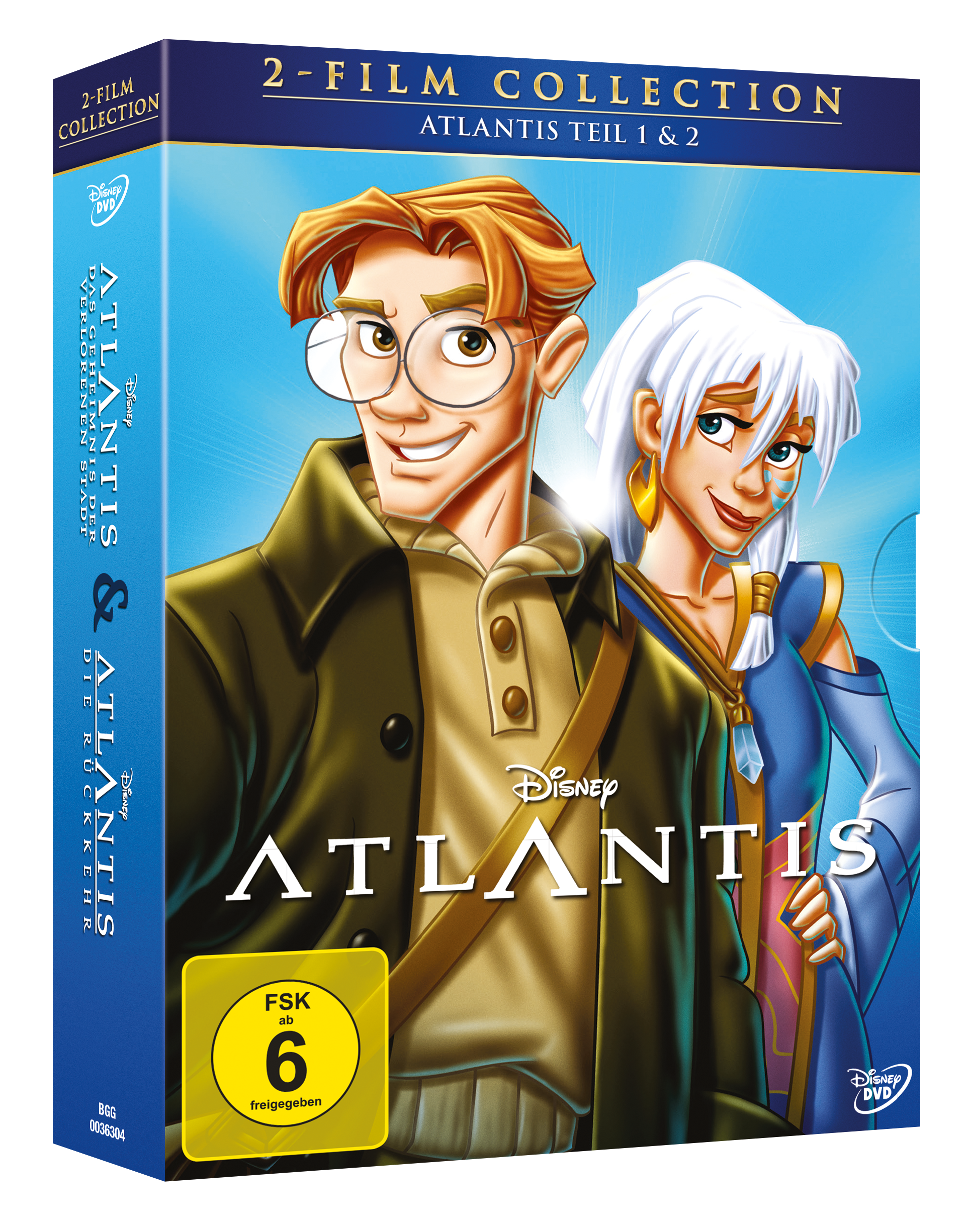 DVD von Disneys Atlantis. Cartoon von zwei Charakteren auf dem Cover.