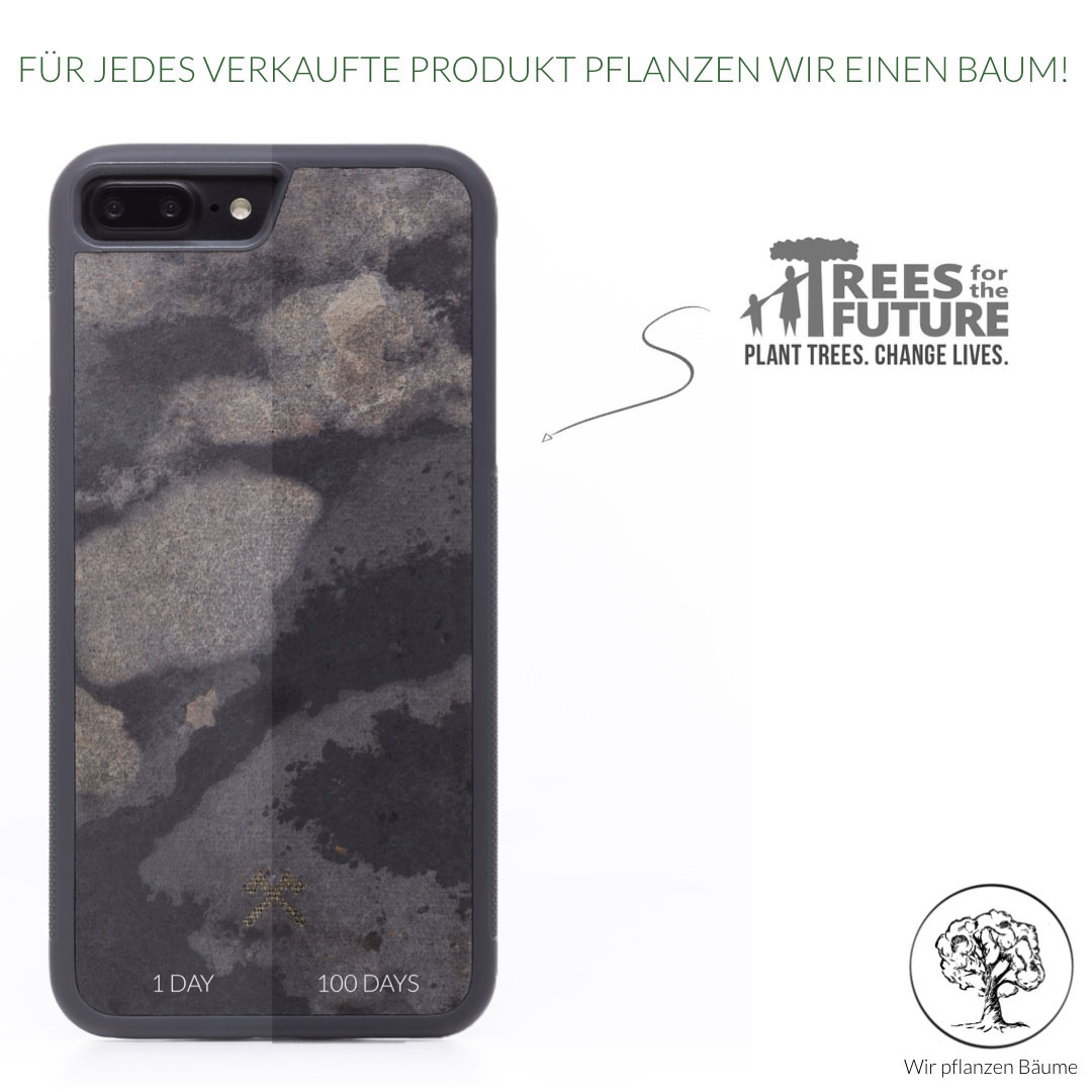 WOODCESSORIES ECOCASE STONE, Backcover, Apple, iPhone 7 Plus, iPhone 8 Plus, Grau
