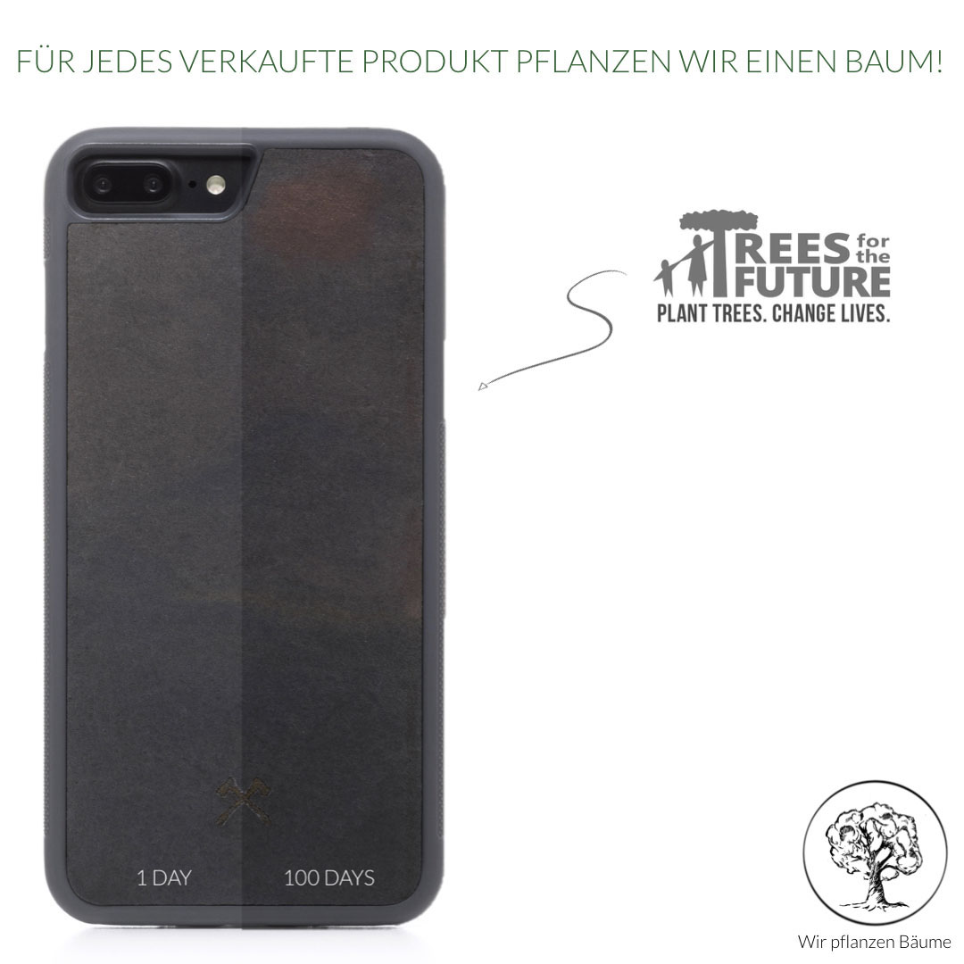 WOODCESSORIES STO005 ECOCASE STONE, Backcover, Apple, iPhone 7 Plus, iPhone 8 Plus, Schwarz