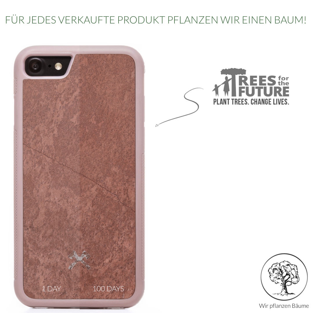 WOODCESSORIES Ecocase Stone, iPhone 8, Rot 7, Apple, iPhone Backcover
