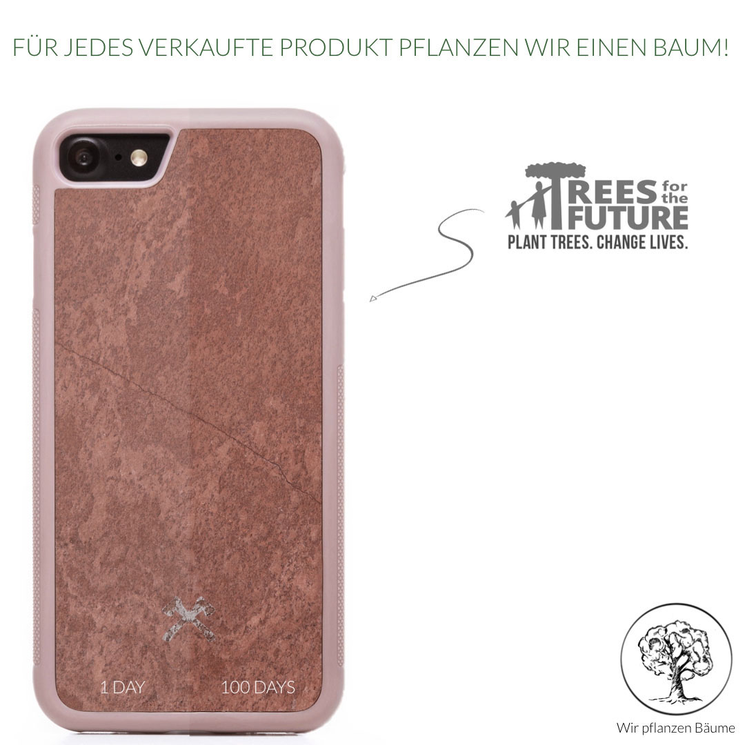 WOODCESSORIES Ecocase Stone, Backcover, Apple, iPhone 7, iPhone 8, Rot