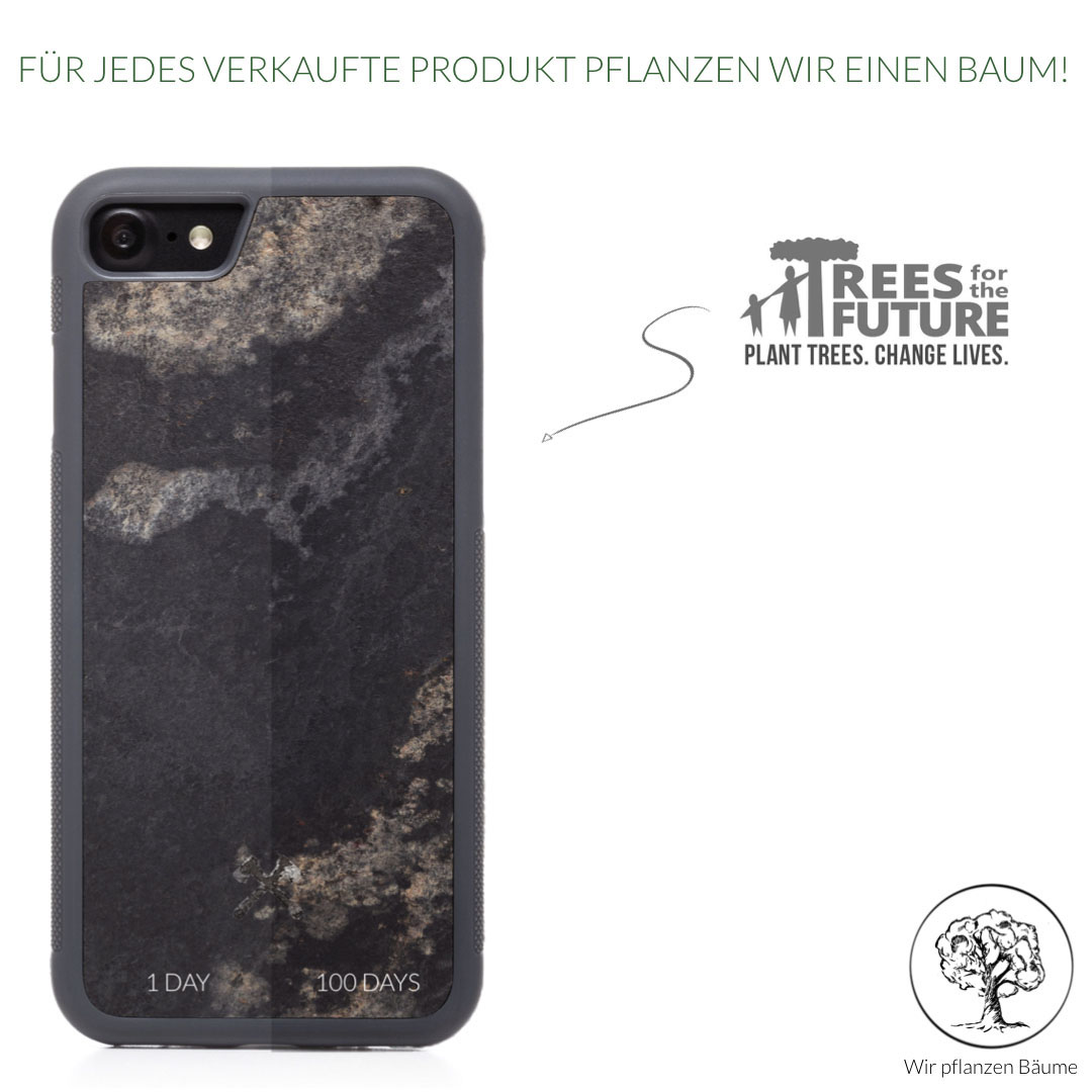 WOODCESSORIES Ecocase Stone, Backcover, Apple, iPhone 7, iPhone 8, Grau