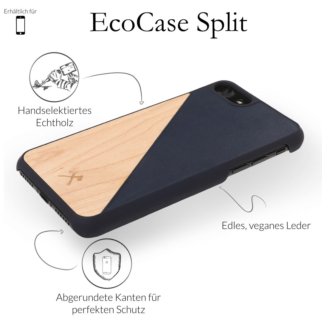 WOODCESSORIES ECOCASE ECOSPLIT, Backcover, Apple, iPhone X, Ahorn/Navy Blau