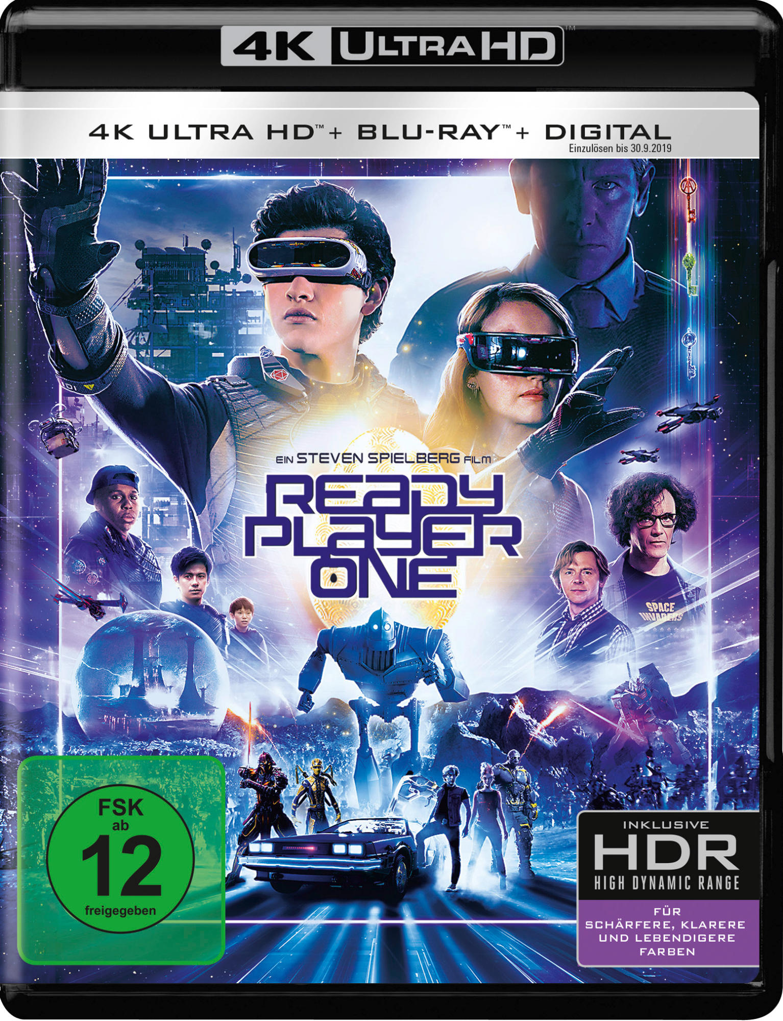 Filmcover mit mehreren Personen, die VR-Headsets tragen. Der Titel lautet Ready Player One.