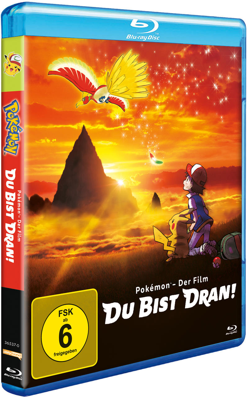 Blu-ray Disc Cover des Films, ein Junge und Pikachu mit Sonnenuntergang.