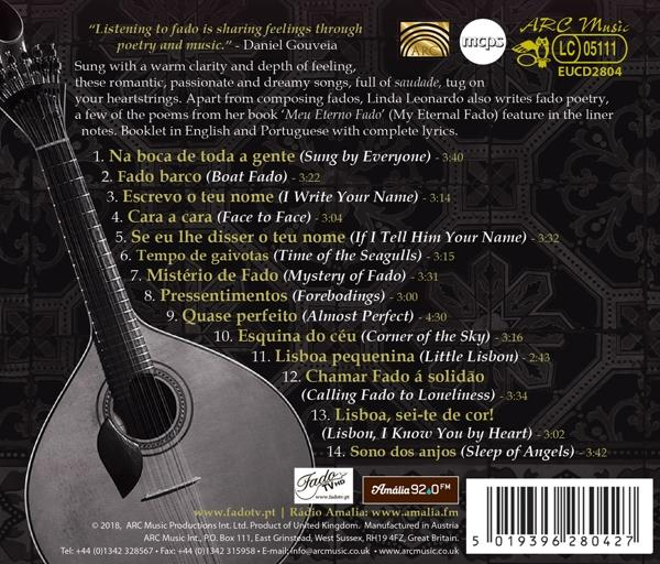 Rückseite einer CD-Hülle. Texte und ein Gitarrenbild sind vorhanden. Text ist auf Englisch und Portugiesisch.