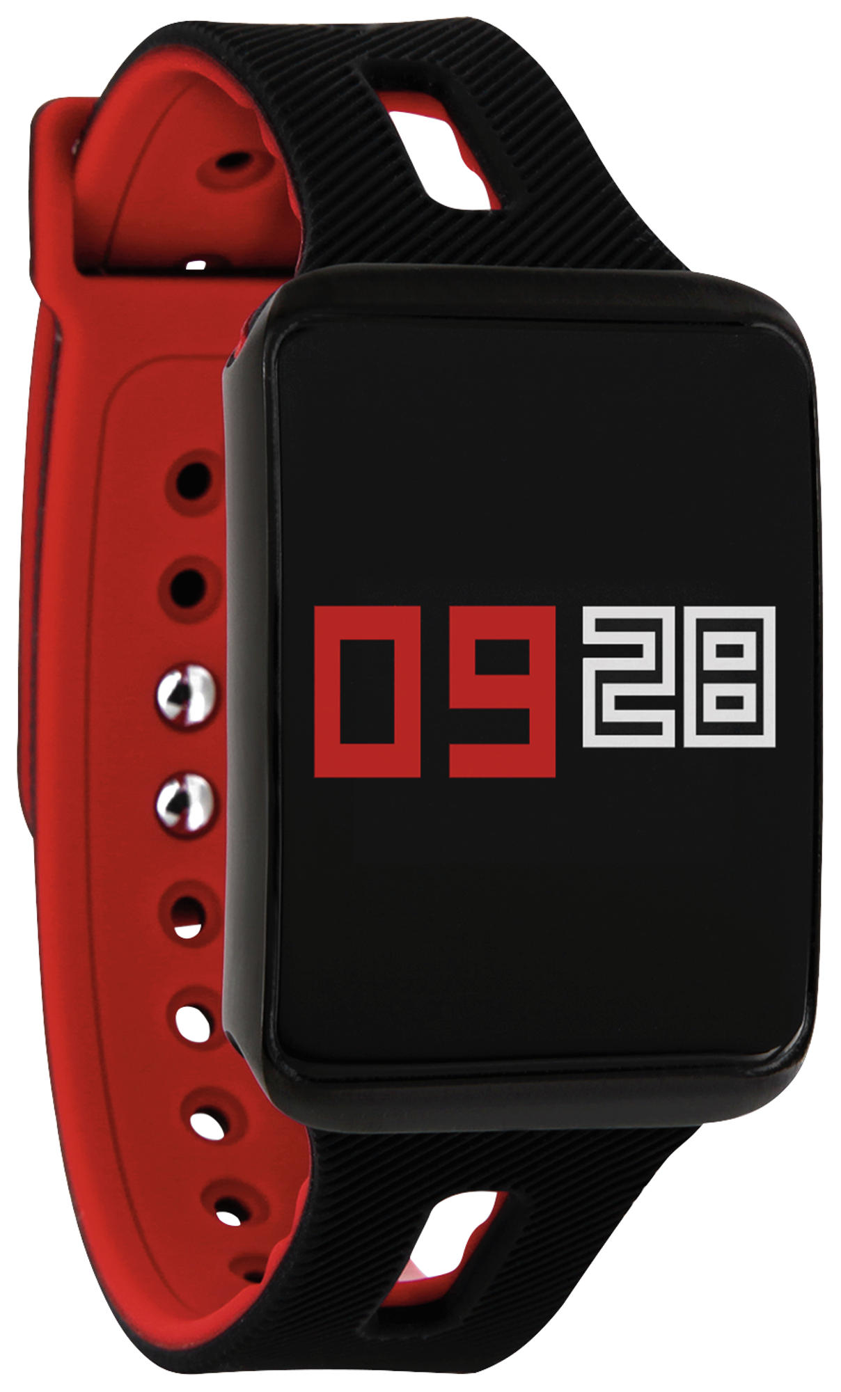 XLYNE X-WATCH XW FIT - DARK FIRE Fitness Tracker Metall Silikon, 20 mm, Gehäuse: schwarz, Armband: schwarz-rot