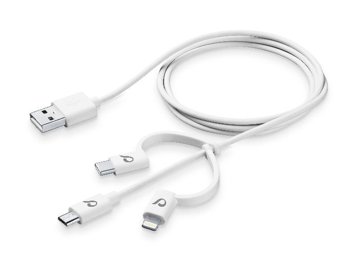 CELLULAR LINE USB Cable Triple - Câble de données (Blanc)