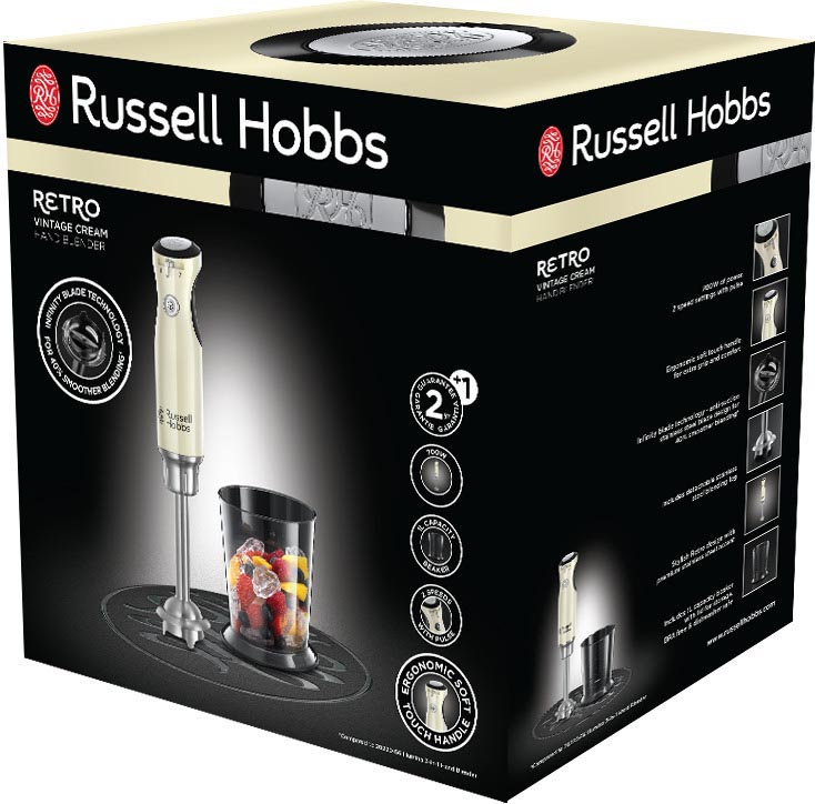 RUSSELL HOBBS 25232-56 Retro Vintage Stabmixer Creme/Silber/Schwarz (700 Watt, 1 l)