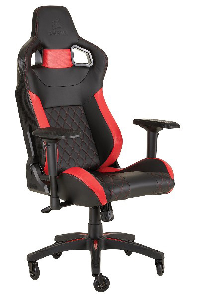 Corsair T1 Race 2018 silla gaming negraroja reacondicionado edition reposabrazos movimiento 4d polipiel hasta 120 kg elevador gas clase 4 y de videojuegos ensamblar giratoria altura ajustable asiento ancho cf9010013ww