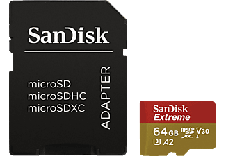 SANDISK 183505 microSDXC Extreme 64GB (A2/ V30/ U3/ R160/ W60) + Adapter "Mobile"