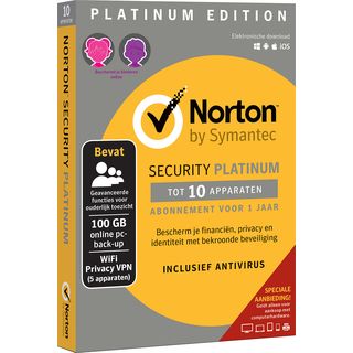 Norton Security Platinum Edition voor 10 apparaten (1 jaar)