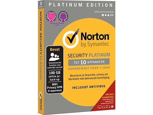 Norton Security Platinum Edition voor 10 apparaten (1 jaar)