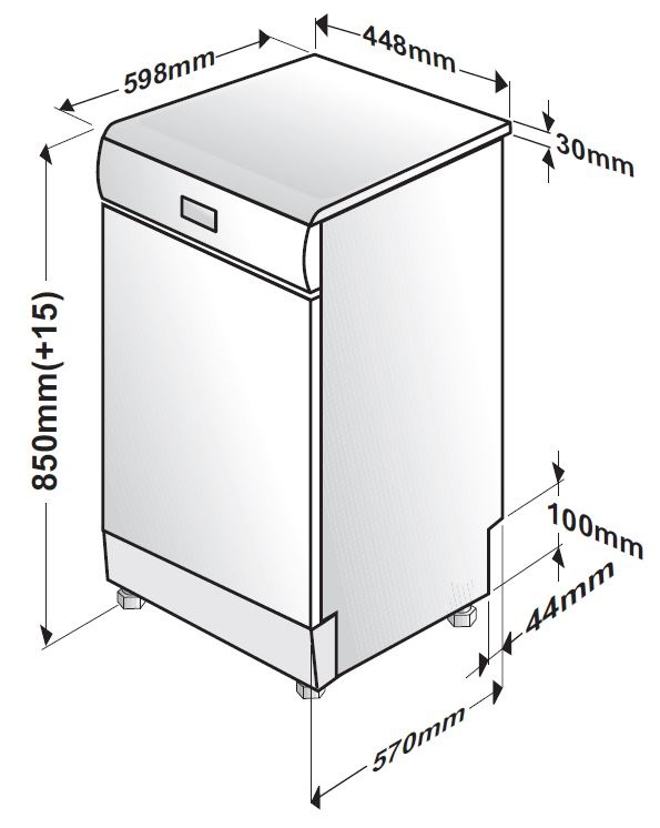GRUNDIG GSF 41825 X Geschirrspüler (Freistehend mit Unterbaumöglichkeit, 448 mm breit, 46 dB (A), E)
