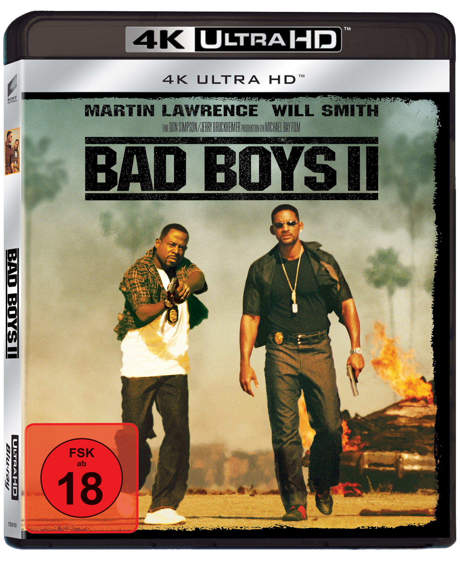 DVD-Hülle von „Bad Boys II“ mit Will Smith und Martin Lawrence. Es ist eine 4K Ultra HD Disc.