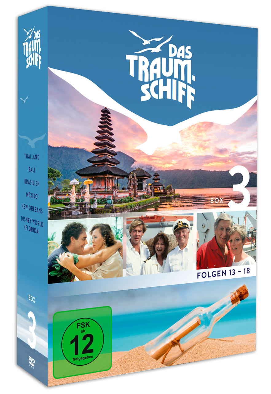 DVD-Box-Set von Das Traumschiff mit Bildern von Schiffen und einer tropischen Szene.