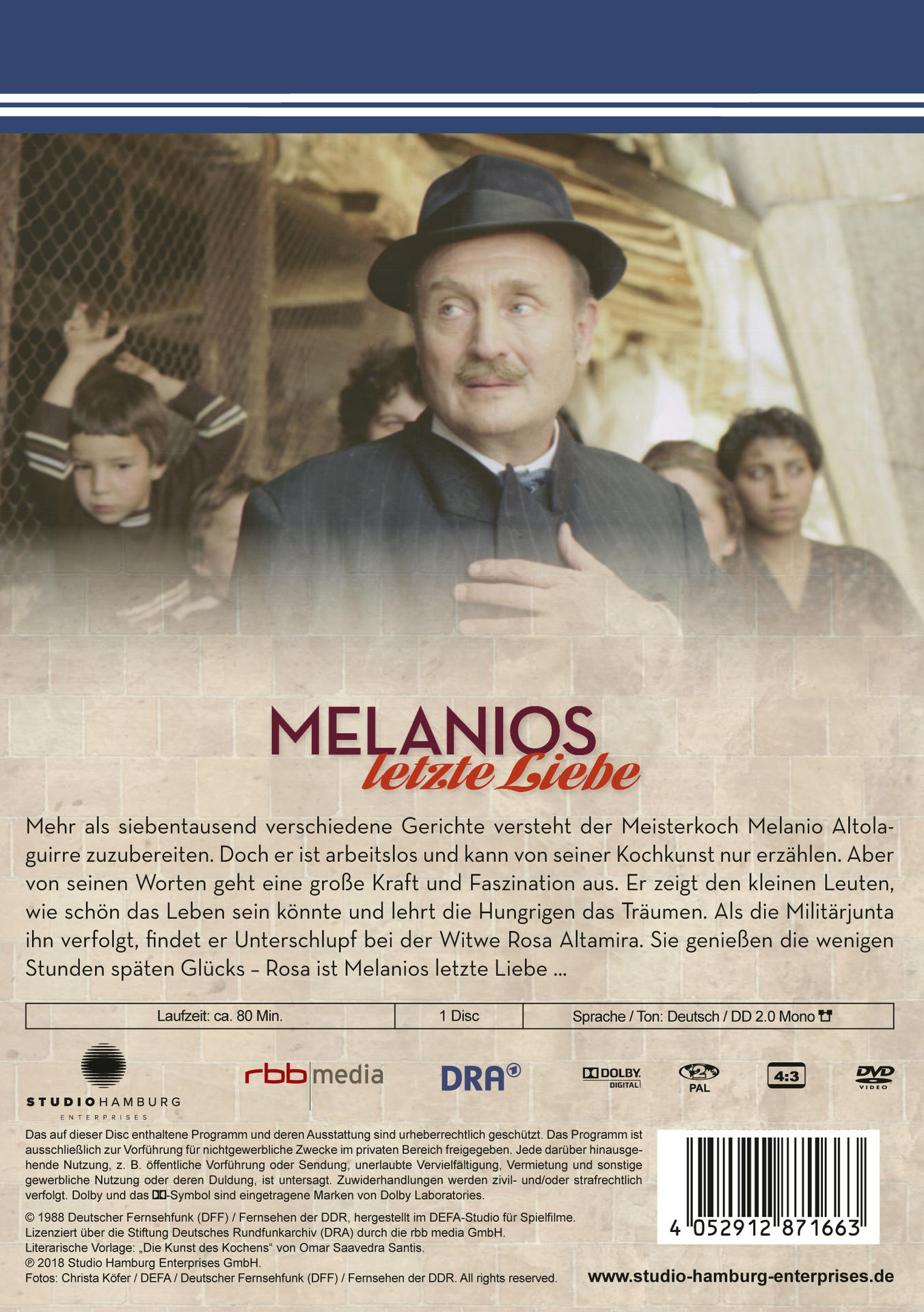 DVD-Cover eines Films mit einem Mann mit Hut und Kindern im Hintergrund.