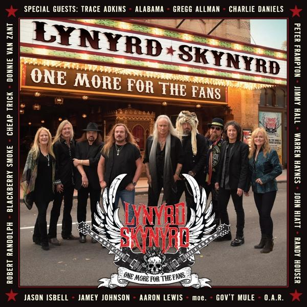 Albumcover: Band vor Theater, viele Leute, Gitarren, Lynyrd Skynyrd.