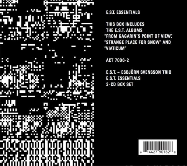Schwarz-weiß Albumcover mit Text und pixeligem Design.