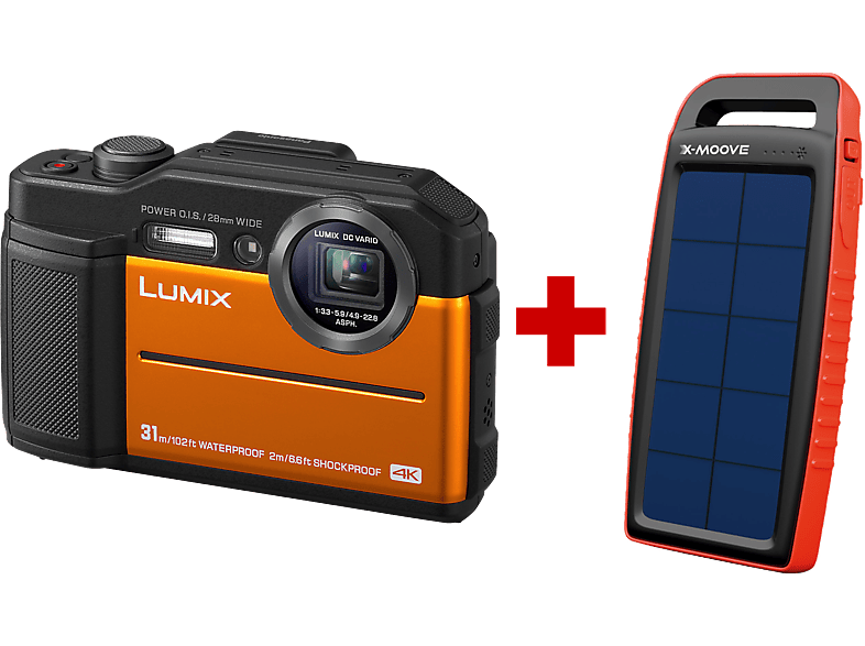 PANASONIC Compact camera DC-FT7 Oranje + Powerbank Solargo Pocket 10 000 mAh (DC-FT7D PB PACKB)