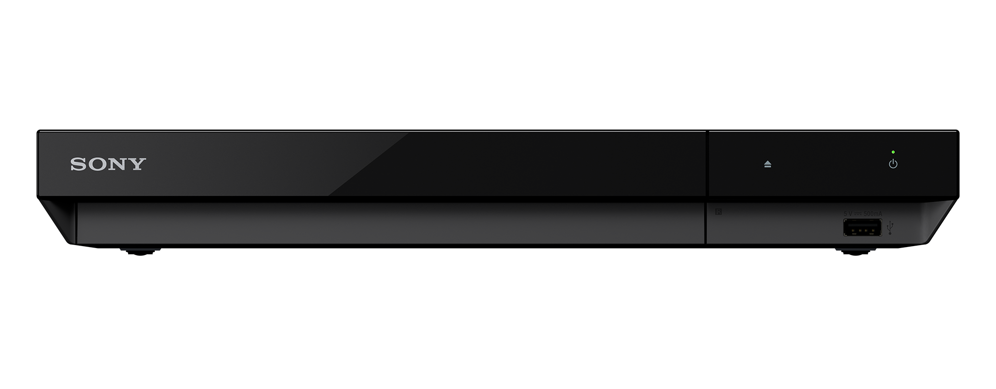 Schwarzes Sony-Gerät mit Strom- und USB-Anschlüssen.