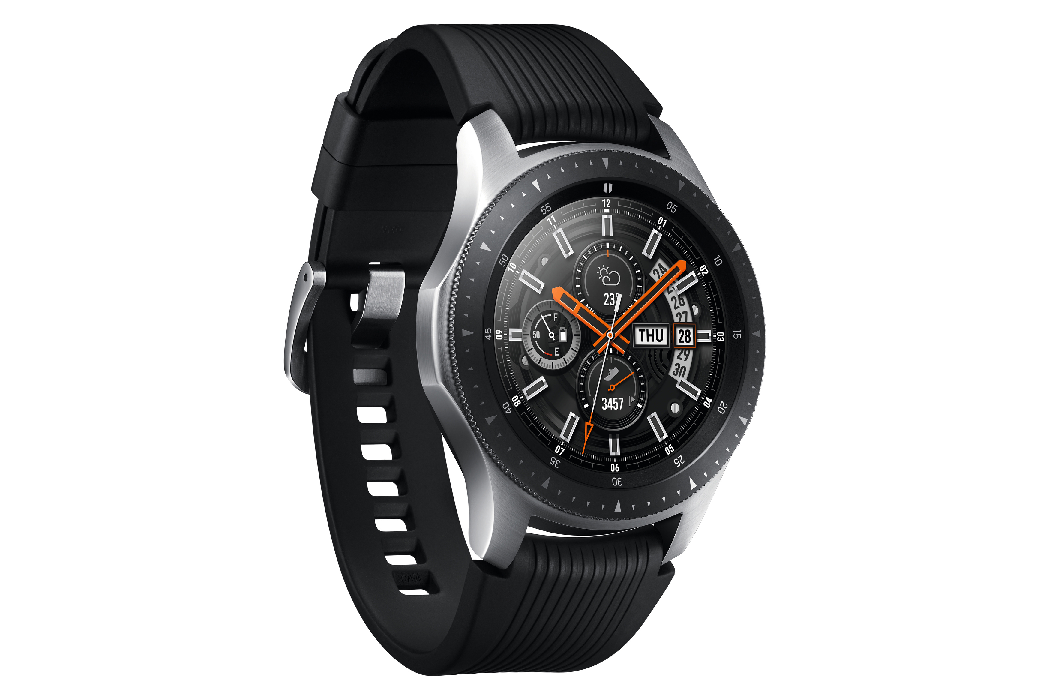 SAMSUNG Galaxy Watch 46 mm Bluetooth Smartwatch Edelstahl Silikon, S, L, Silber