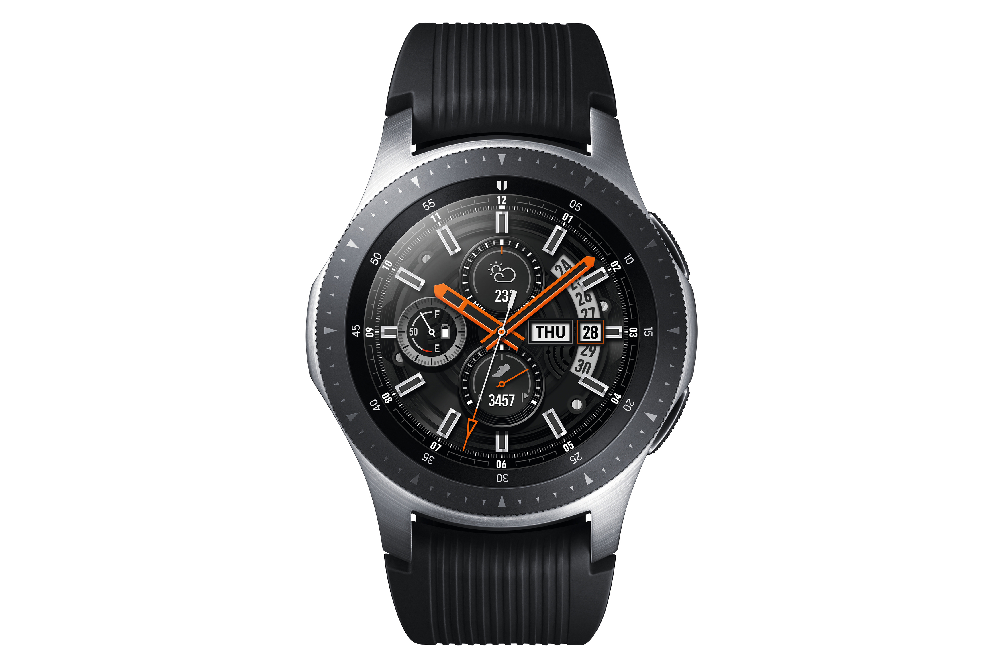 SAMSUNG Galaxy Watch 46mm Vodafone Smartwatch Edelstahl Silikon, S, L, Silber