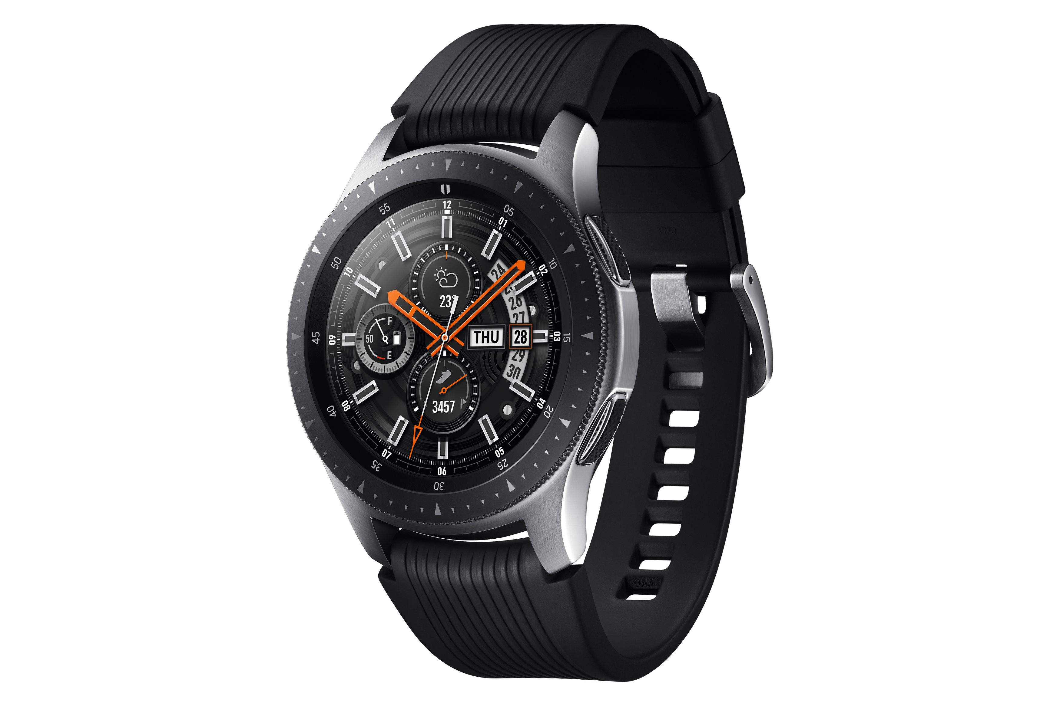 SAMSUNG Galaxy Watch 46mm Vodafone Smartwatch Edelstahl Silikon, S, L, Silber