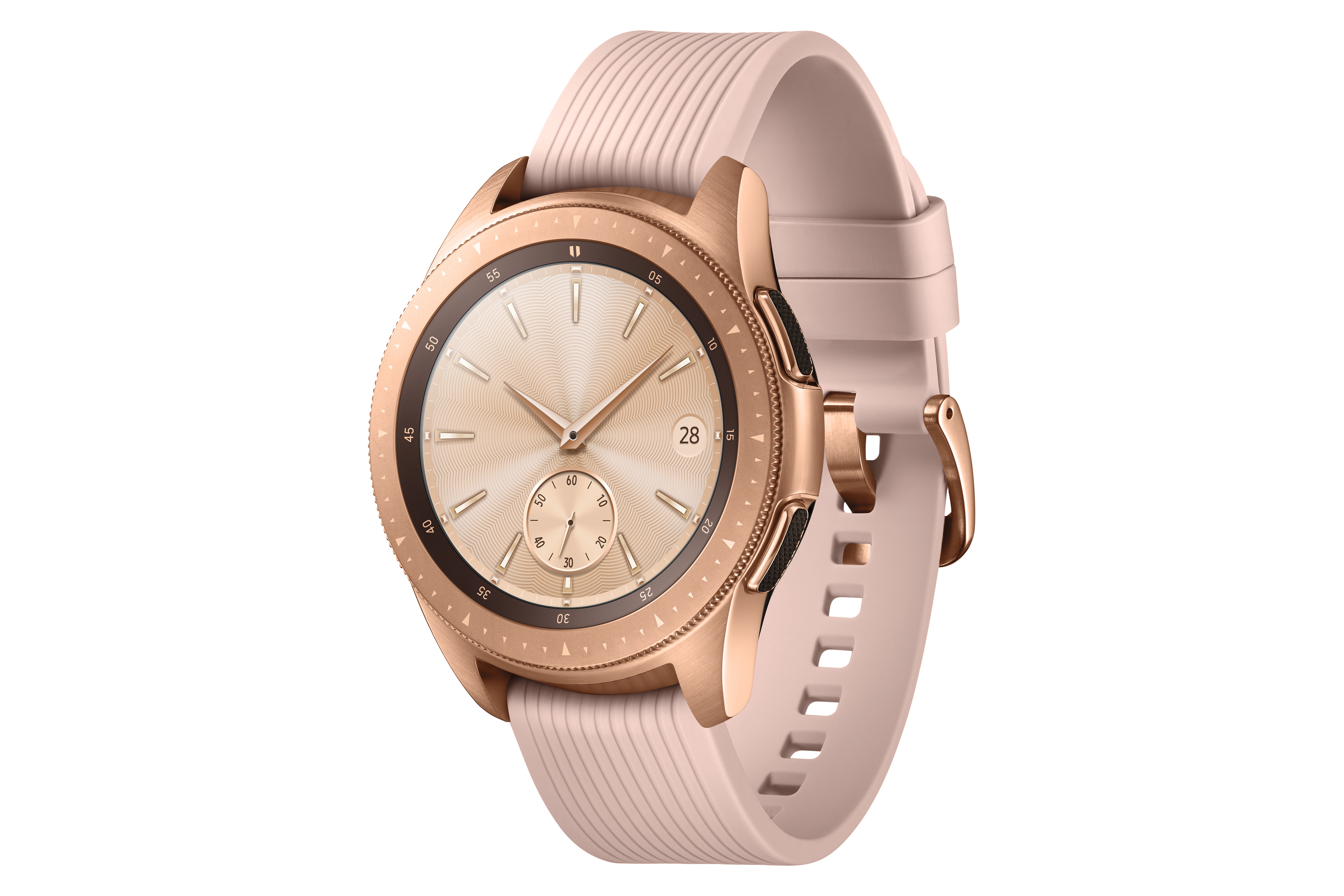 SAMSUNG Galaxy Watch 42mm Bluetooth Smartwatch Edelstahl Silikon, S, L, Roségold