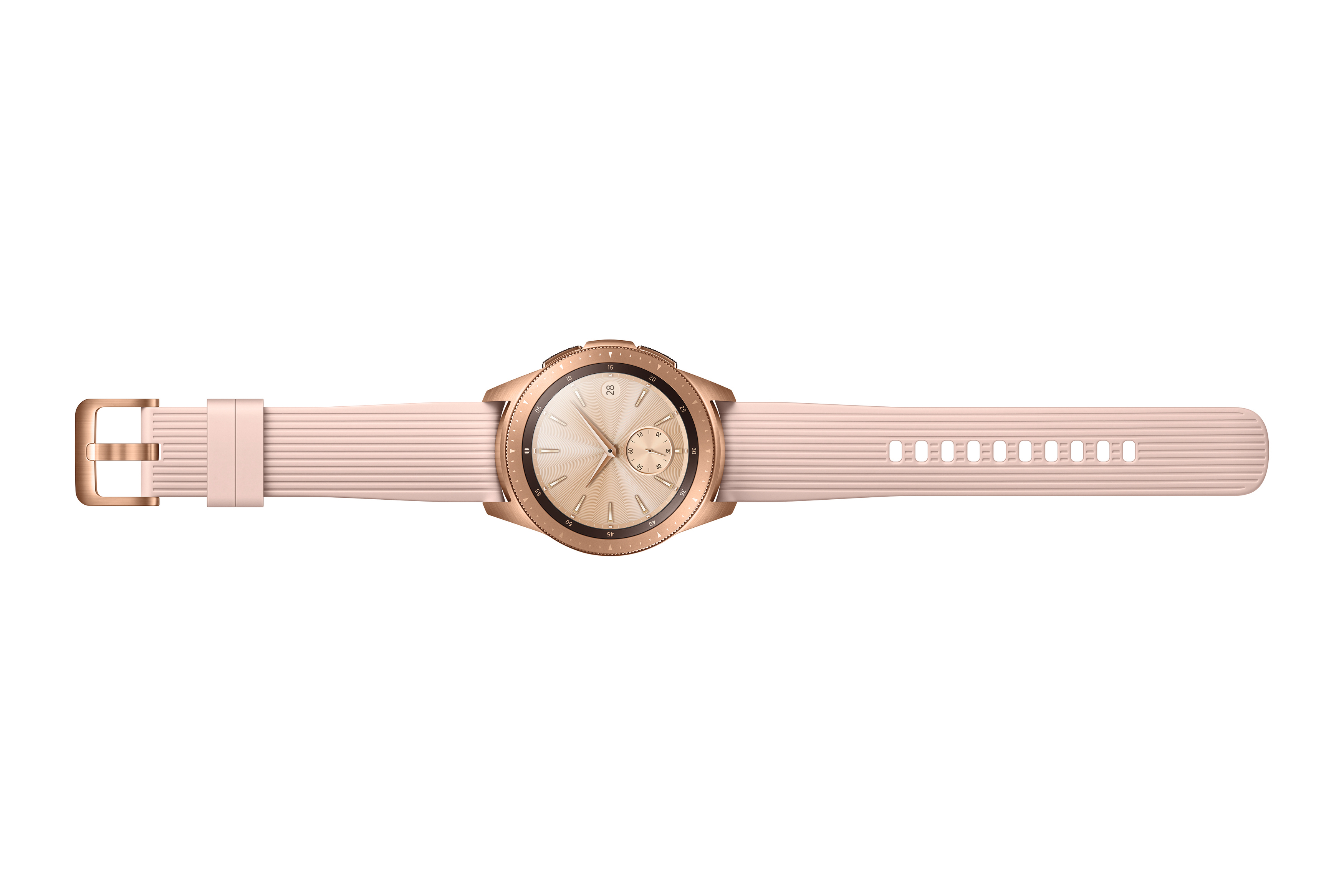 SAMSUNG Galaxy Watch 42mm Bluetooth Smartwatch Edelstahl Silikon, S, L, Roségold