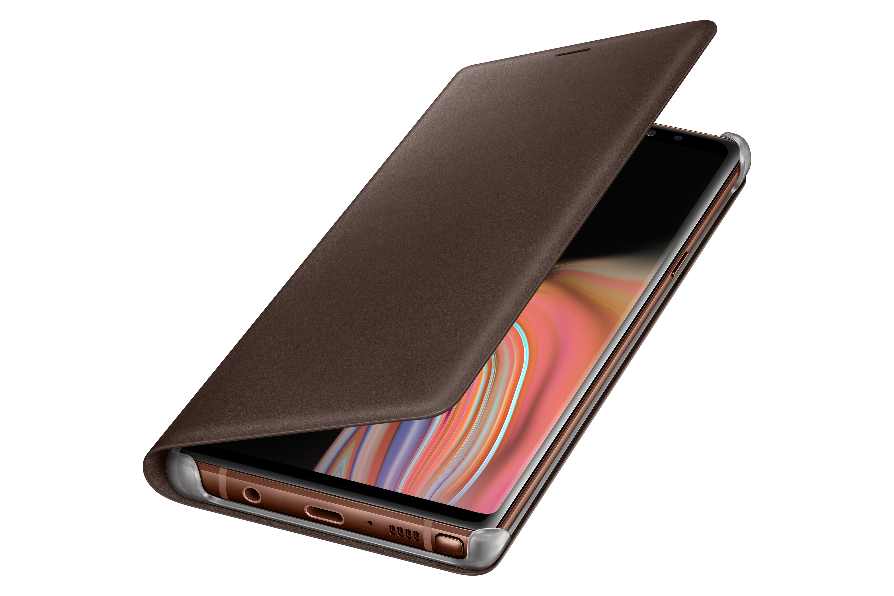 SAMSUNG Leather Wallet Cover, Bookcover, Samsung, Galaxy Note 9, Braun
