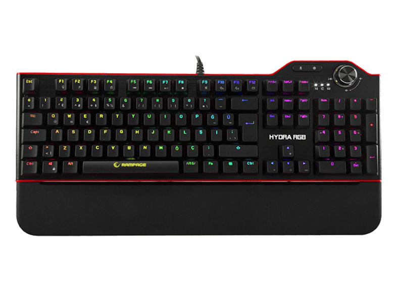 Rampage Hydra R6 Full Color Rgb Led Gaming Pro Multimedia Mekanik Klavye Aluminyum Kaplama Mavi Oyuncu Klavyeleri