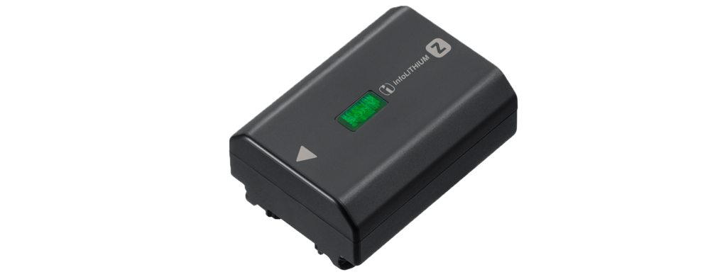 Pacco batteria nero con indicatore luminoso verde ed etichetta Infouithium Z.