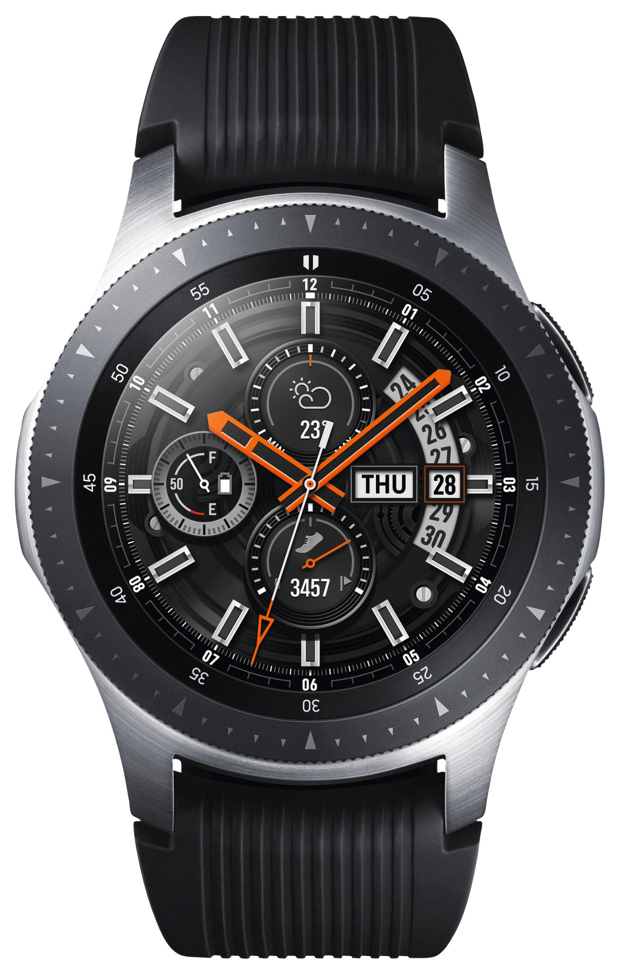 SAMSUNG Galaxy Watch 46mm Vodafone Smartwatch Edelstahl Silikon, S, L, Silber