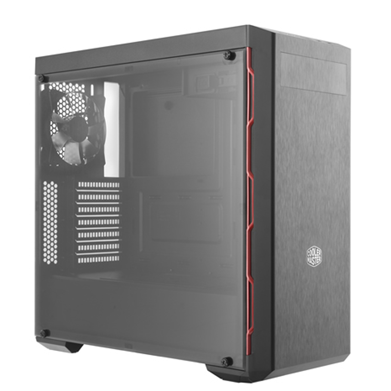 COOLER MASTER MasterBox MB600L PC-Gehäuse, Schwarz mit roten Akzenten