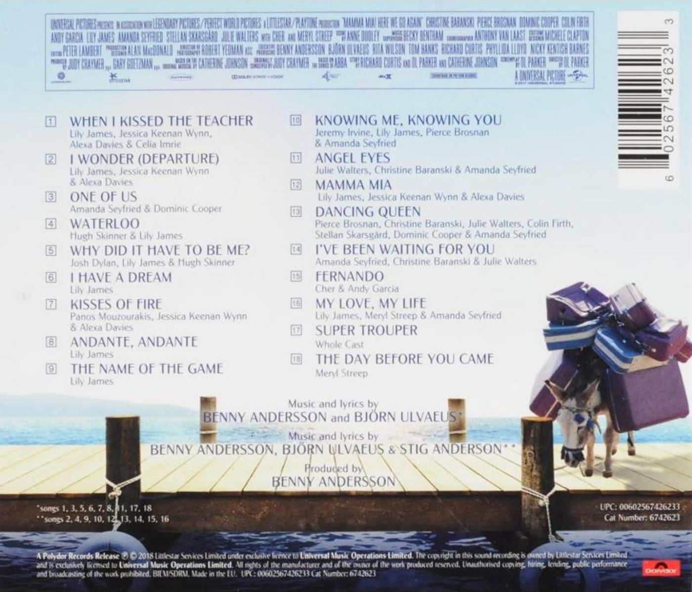 Rückseite eines CD-Covers mit Songtiteln und Credits.