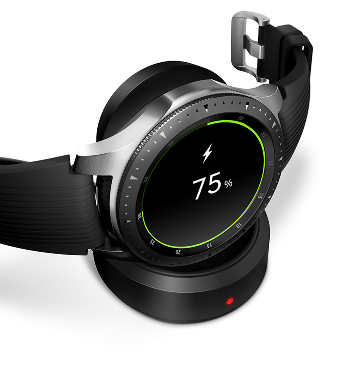 SAMSUNG Galaxy Watch 46 mm Bluetooth Smartwatch Edelstahl Silikon, S, L, Silber